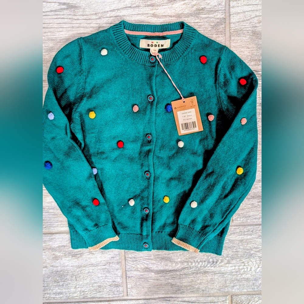 Mini Boden NWT 7-8 Christmas 🎄Pom Pom  Cardigan